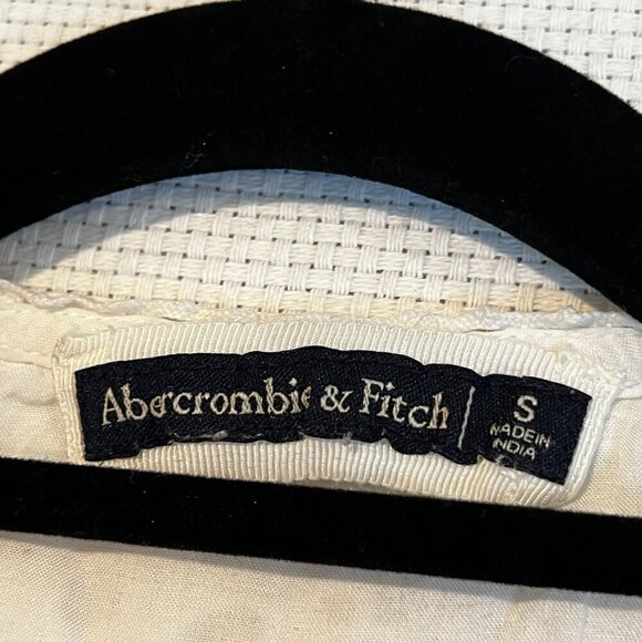 Abercrombie Fitch White Eyelet Button Up Tie Front Crop Flutter Sleeve Blouse S - Picture 7 of 10